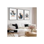Harika bir ev Çocuk Odası Oturma Salonu-Minimalist Modern Bohem Kedi-Köpek |Ahşap Çerçeveli 3Lü Mdf Ahmdf,Siyah 60 x 40