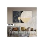 Harika bir ev | Geometrıc Soyut Bohem Model|Çerçeveli Temperli Cam Tablo Tekli Yatay,Beyaz 60 x 90