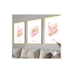 Harika bir ev |Gold-Pembe Arapça Sabır-Şükür-Barış İslami Kombini |Çerçeveli Cam Tablo 3Lü Dikey,Gold 50 x 70