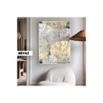 Harika bir ev |Gri-Altın Renk Bohem Makro Deseni 01 |Çerçeveli Temperli Cam Tablo Tekli Dikey,Beyaz 60 x 90