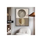 Harika bir ev |Gri-Gold Bohem Elegance Soyut Model |Çerçeveli Temperli Cam Tablo Tekli Dikey,Siyah 40 x 60