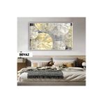 Harika bir ev |Gri-Gold Geometrik Bohem Soyut Model|Çerçeveli Temperli Cam Tablo Tekli Yatay,Beyaz 60 x 90