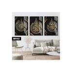 Harika bir ev | İslami Set Gold Nas-İhlas-Ayetel Kürsi Kombini |Çerçeveli Cam Tablo 3Lü Dikey,Beyaz 40 x 60