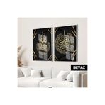 Harika bir ev |İslami Set İhlas-Nas Sureleri Altın Renk Kombini|Çerçeveli Cam Tablo 2Li Dikey,Beyaz 50 x 70