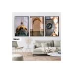 Harika bir ev |İslami Set İmam Ali Türbe Kombini |Çerçeveli Cam Tablo 3Lü Dikey,Siyah 50 x 70