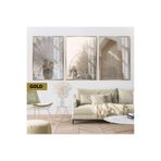 Harika bir ev | İslami Set Soft Cami Kombini |Çerçeveli Cam Tablo 3Lü Dikey,Gold 20 x 30