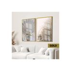 Harika bir ev |İslami Set Soft Renk Cami Kombini|Çerçeveli Cam Tablo 2Li Dikey,Gold 50 x 70