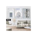 Harika bir ev | İslami Set Soft Şeyh Zayid Camii |Çerçeveli Cam Tablo 3Lü Dikey,Beyaz 20 x 30