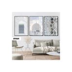 Harika bir ev | İslami Set Soft Şeyh Zayid Camii |Çerçeveli Cam Tablo 3Lü Dikey,Siyah 20 x 30