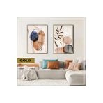 Harika bir ev |Kahve-Laci Renk Bohem Bitkili Kombini |Çerçeveli Cam Tablo 2Li Dikey,Gold 30 x 40