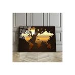 Harika bir ev |Kırılmaz Cam (Temperli) Kahverengi-Gold Dünya Haritası Tablosu 01 |Tmtekli, 40 x 60