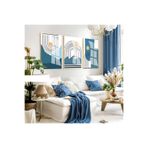Harika bir ev |Mavi Tonlar Bohem Soyut Seti |Çerçeveli Cam Tablo 3Lü Dikey,Gold 50 x 70,TYBARCTDKBHM0003100413291