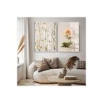 Harika bir ev |Papatya Ve Şakayık Çiçeği Kombini |Çerçeveli Cam Tablo 2Li Dikey,Beyaz 50 x 70
