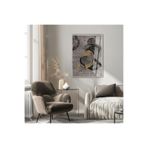 Harika bir ev |Siyah-Gold Bohem Tarzı Soyut Model 01|Çerçeveli Temperli Cam Tablo Tekli Dikey, 60 x 90
