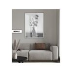 Harika bir ev |Siyah&Beyaz Kavanoz Çiçek Modeli 02 |Çerçeveli Temperli Cam Tablo Tekli Dikey,Beyaz 50 x 70