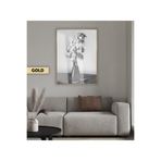 Harika bir ev |Siyah&Beyaz Kavanoz Çiçek Modeli 02 |Çerçeveli Temperli Cam Tablo Tekli Dikey,Gold 40 x 60
