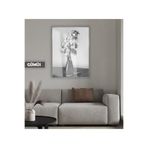 Harika bir ev |Siyah&Beyaz Kavanoz Çiçek Modeli 02 |Çerçeveli Temperli Cam Tablo Tekli Dikey,Gümüş 40 x 60