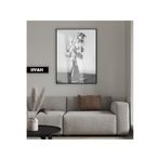 Harika bir ev |Siyah&Beyaz Kavanoz Çiçek Modeli 02 |Çerçeveli Temperli Cam Tablo Tekli Dikey,Siyah 40 x 60