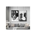 Harika bir ev |Siyah&Beyaz Set Vazoda Gül Bohem Kombini |Çerçeveli Cam Tablo 2Li Dikey,Gümüş 50 x 70