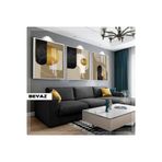 Harika bir ev |Siyah&Gold Set Geometrik Bohem Kombini|Çerçeveli Cam Tablo 3Lü Dikey,Beyaz 50 x 70