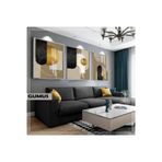 Harika bir ev |Siyah&Gold Set Geometrik Bohem Kombini|Çerçeveli Cam Tablo 3Lü Dikey,Gümüş 40 x 60