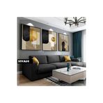 Harika bir ev |Siyah&Gold Set Geometrik Bohem Kombini|Çerçeveli Cam Tablo 3Lü Dikey,Siyah 30 x 40