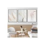 Harika bir ev |Soft Beyaz| Bohem Kemerli Geçit Çiçek Kombini |Çerçeveli Cam Tablo 3Lü Dikey,Siyah 40 x 60