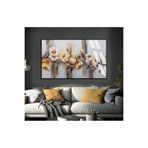 Harika bir ev |Soft Gri-Turuncu Çiçek Desenli Model 01 |Çerçeveli Temperli Cam Tablo Tekli Yatay,Siyah 60 x 90