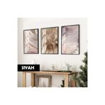 Harika bir ev |Soft Krem Mantar Şakayık Kombini |Çerçeveli Cam Tablo 3Lü Dikey,Siyah 40 x 60