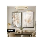 Harika bir ev |Soft| Krem Renk Gül Kombini |Çerçeveli Cam Tablo 2Li Dikey,Siyah 50 x 70