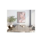 Harika bir ev |Soft| Pembe Ton Saz Bitkisi Modeli |Çerçeveli Temperli Cam Tablo Tekli Dikey,Gümüş 30 x 40