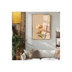 Harika bir ev |Soft Pempe Şakayık Çiçek (Elegant) |Çerçeveli Temperli Cam Tablo Tekli Dikey,Gold 40 x 60