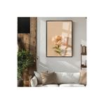 Harika bir ev |Soft Pempe Şakayık Çiçek (Elegant) |Çerçeveli Temperli Cam Tablo Tekli Dikey,Siyah 60 x 90