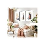 Harika bir ev |Soft Renkler Bohem Minimalist Seti 03 |Çerçeveli Cam Tablo 3Lü Dikey,Siyah 40 x 60