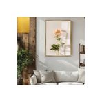Harika bir ev |Soft| Şakayık Çiçek Modeli 02 |Çerçeveli Temperli Cam Tablo Tekli Dikey,Gold 60 x 90