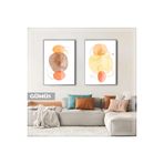 Harika bir ev |Turuncu Bohem Abstract Kombini 01 |Çerçeveli Cam Tablo 2Li Dikey,Gümüş 50 x 70