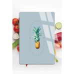 Harika bir ev |Yazı Detaylı Ananas Motifli |Çizilmez Cam Kesme Tahtası,Çok Renkli 30 x 40