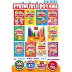 Harika Çocuk Yayınları Eğitici ve Etkinlikli Boyama Seti 12 Kuru Boya ile 10 Kitap 3 - 5 Yaş Kollektif