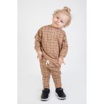 Harika Kids Erkek Bebek Çocuk İki İplik Kumaş Orta Kalınlık Örme Basic Alt Üst Eşofman Takımı - Koyu Kahverengi - 6 Ay