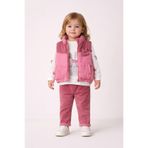 Harika KIDS Kız Bebek 3’lü Takım 9-24 Ay Şişme Yelek %100 Pamuk Sweatshirt Kadife Pantolon