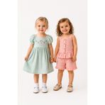Harika KIDS Kız Bebek Keten Kumaş Alt-Üst Takım-Müslin Kumaş Elbise %100 Pamuklu (2'li Paket)