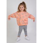 Harika Kids Kız Bebek&çocuk Iki Iplik Kumaş Orta Kalınlıkta Örme Basic Oversize Alt Üst Eşofman Takımı - Somon - 6 Ay
