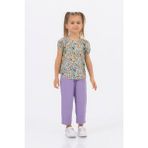 Harika Kids Kız Çocuk Dokuma Üst Keten Pantalon Model Alt-Üst Takım - 2 Yaş - Lila