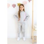 Harika Kids Kız Çocuk Paça Ribana Model Fermuarlı Eşofman Takımı - Gri - 9 Yaş