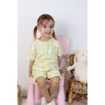 Harika Kids Kız Çocuk Tavşan-Çiçek Baskılı Şortlu Ikili Takım - 3 Yaş - Sarı
