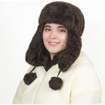 Harika Peluş Fabrikası Kadın Kürklü Kulaklıklı Peluş Şapka,bere - Standart - Koyu Kahverengi