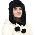 Harika Peluş Fabrikası Kadın Kürklü Kulaklıklı Peluş Şapka,bere - Standart - Siyah