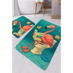 Harikabirev|banyo ve Tuvalet Paspası Gazete Okuyan Flamingoı Motifi Modern Tasarım|paspas - Kahve - Krem