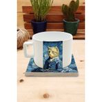 Harikapoli Kediler ve Sanat/van Gogh Yıldızlı Gece The Starry Night Set 4 - Fincan Kupa-Taş Bardak Altlığı 5 - Karışık İşleme