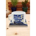 Harikapoli Kediler ve Sanat/van Gogh Yıldızlı Gece The Starry Night Set 4 - Fincan Kupa-Taş Bardak Altlığı 7 - Karışık İşleme